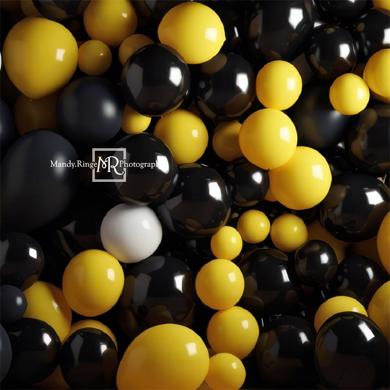Kate Schwarz gelb weiß Ballon Wand Geburtstag Hintergrund von Mandy Ringe Fotograf - Kate Backdrop.de