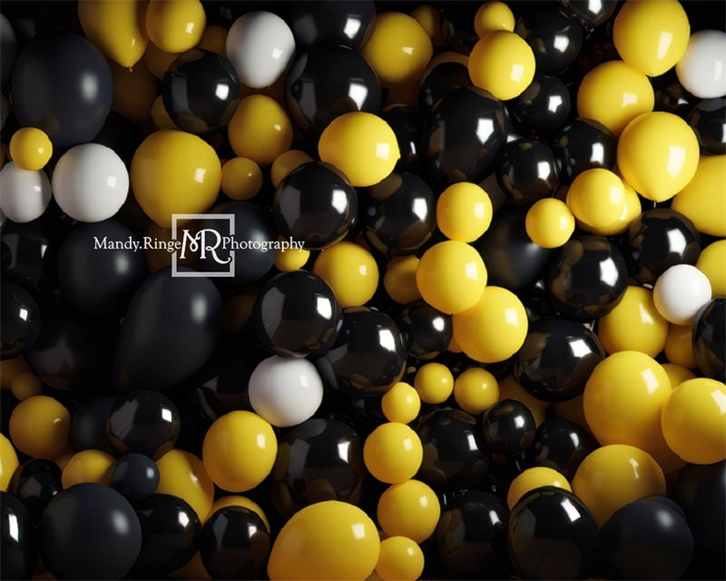 Kate Schwarz gelb weiß Ballon Wand Geburtstag Hintergrund von Mandy Ringe Fotograf - Kate Backdrop.de