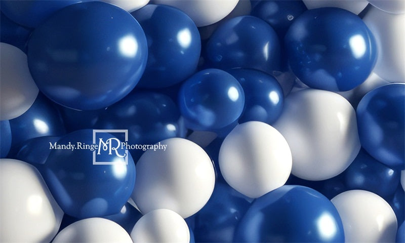 Kate Blaue und weiße Ballon-Wand Geburtstag Hintergrund von Mandy Ringe Fotograf - Kate Backdrop.de