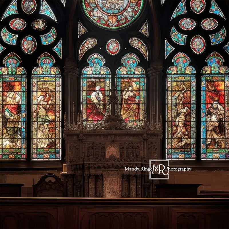 Kate Kirche Altar mit Buntglas Hintergrund von Mandy Ringe Fotograf - Kate Backdrop.de