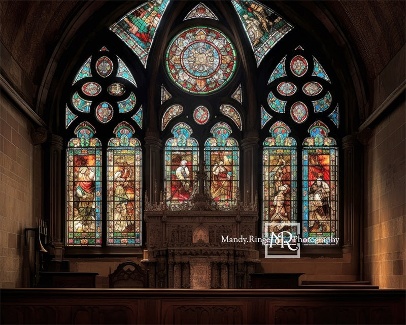 Kate Kirche Altar mit Buntglas Hintergrund von Mandy Ringe Fotograf - Kate Backdrop.de