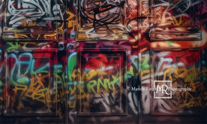 Kate Bunte Graffiti Wand mit Tür Hintergrund von Mandy Ringe Fotograf - Kate Backdrop.de