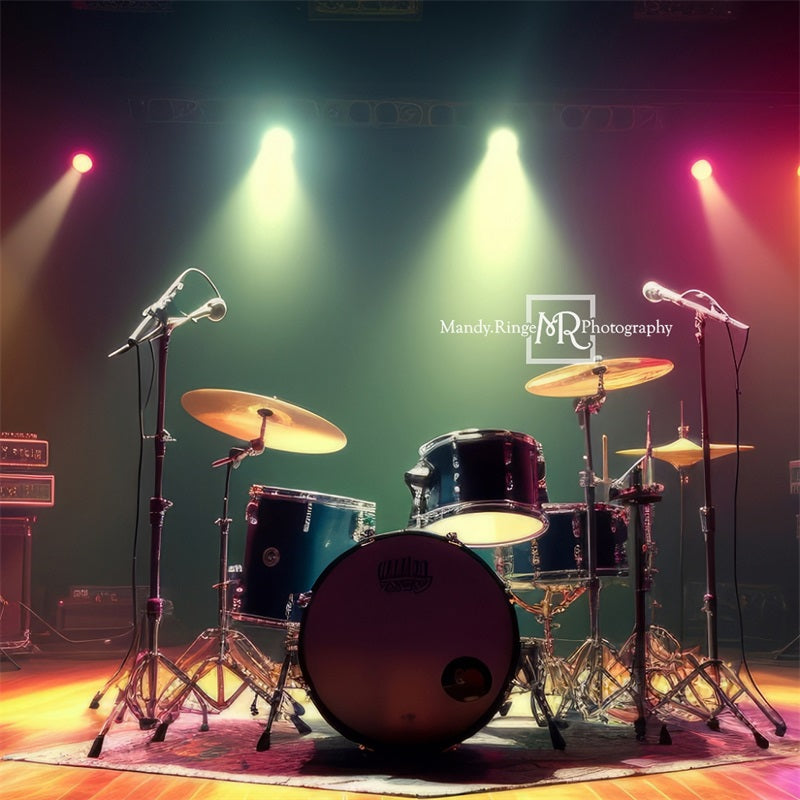 Kate Bunte Rockbühne Drum Set Hintergrund von Mandy Ringe Fotograf - Kate Backdrop.de