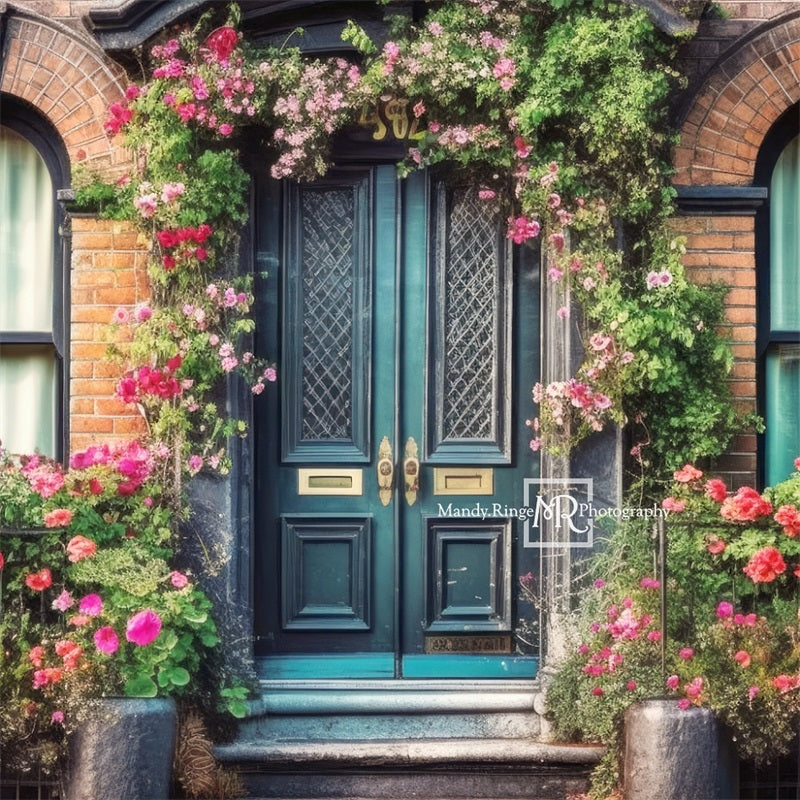 Kate Bunte Frühlingsblumen mit Teal Tür Hintergrund von Mandy Ringe Fotograf - Kate Backdrop.de