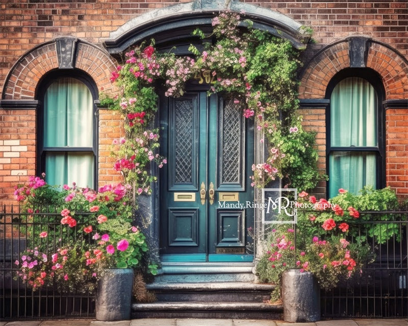 Kate Bunte Frühlingsblumen mit Teal Tür Hintergrund von Mandy Ringe Fotograf - Kate Backdrop.de