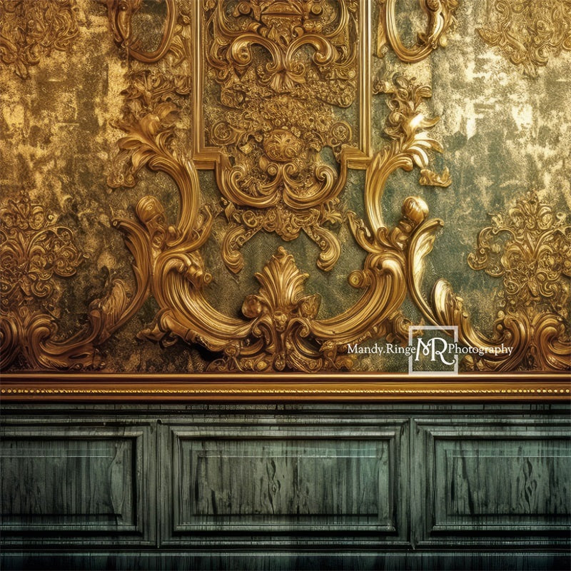 Kate Aufwendige vergoldete Gold und Teal Wand Hintergrund von Mandy Ringe Fotograf - Kate Backdrop.de