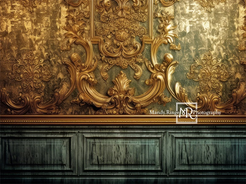 Kate Aufwendige vergoldete Gold und Teal Wand Hintergrund von Mandy Ringe Fotograf - Kate Backdrop.de
