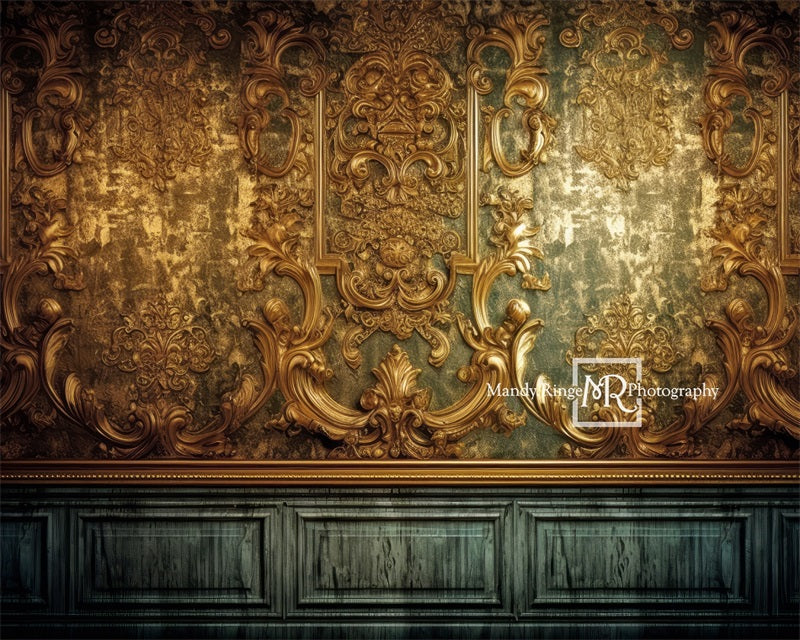Kate Aufwendige vergoldete Gold und Teal Wand Hintergrund von Mandy Ringe Fotograf - Kate Backdrop.de