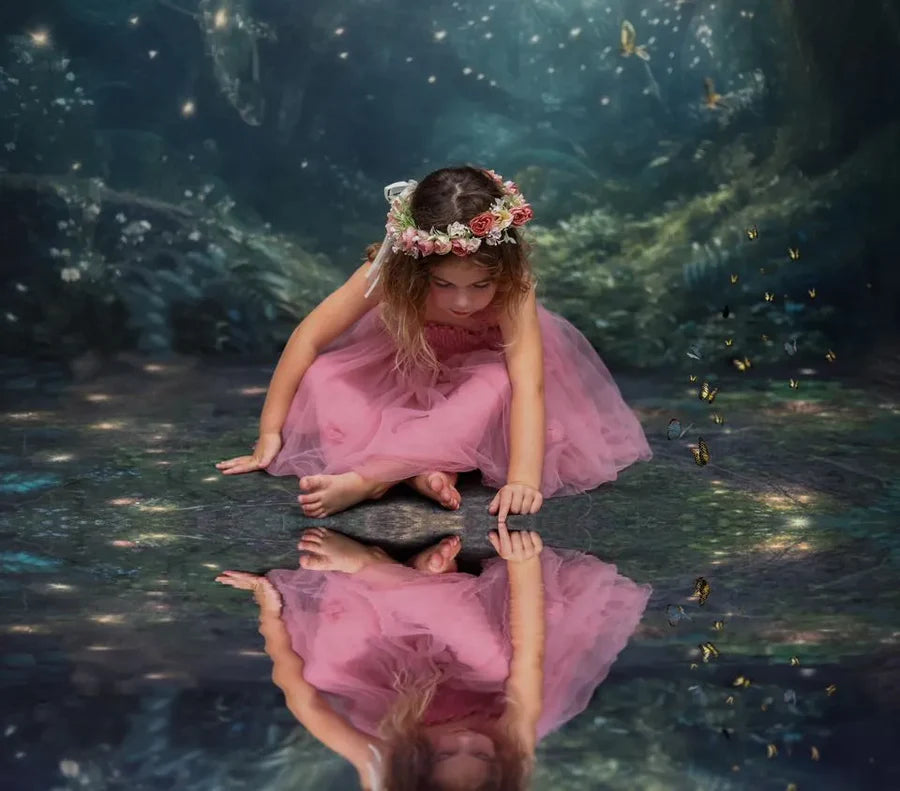 Kate Fantasy Glühwürmchen Wald in der Nacht Hintergrund+Traum Erdgeschoss Hintergrund - Kate Backdrop.de