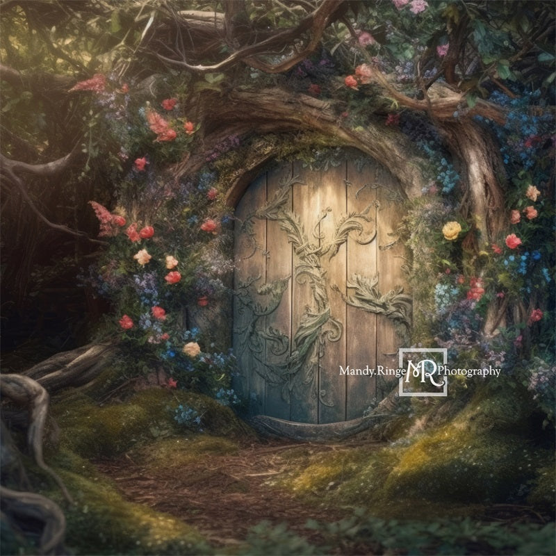 Kate Verzauberte Fairy Tree House mit Blumen Hintergrund von Mandy Ringe Fotograf - Kate Backdrop.de