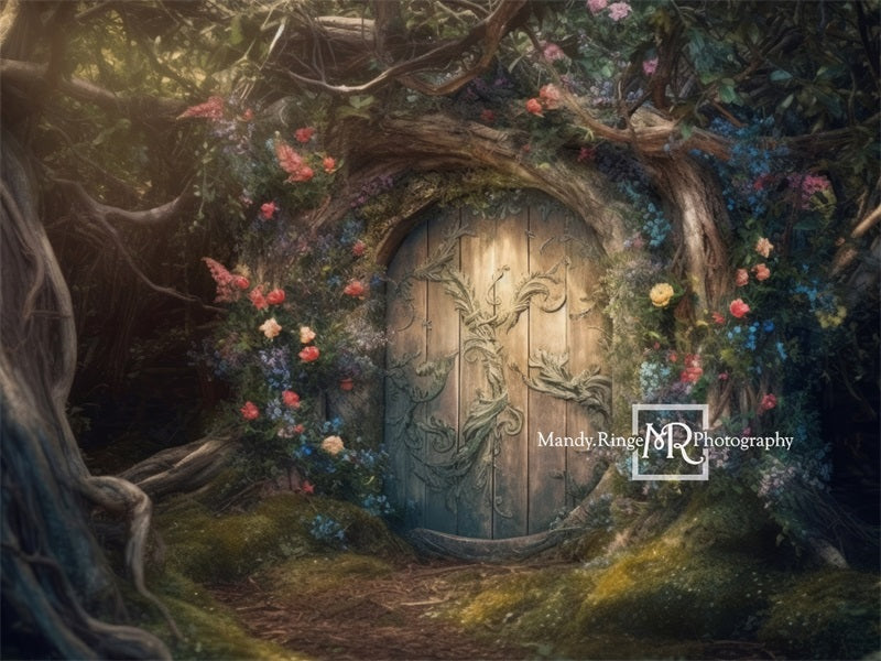 Kate Verzauberte Fairy Tree House mit Blumen Hintergrund von Mandy Ringe Fotograf - Kate Backdrop.de