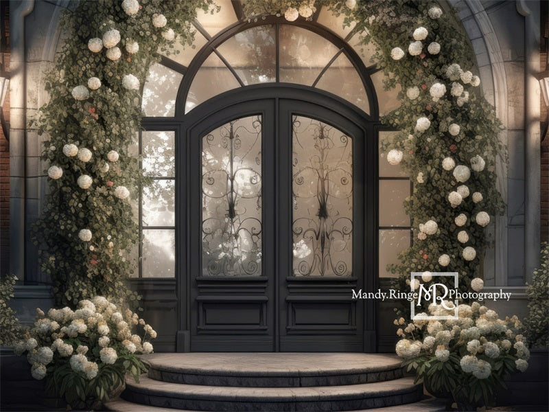 Kate Haustür mit Hortensie Blume in der Nacht Hintergrund von Mandy Ringe Fotograf