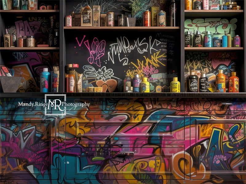 Kate Graffiti malen Künstler Schrank Hintergrund von Mandy Ringe Fotograf - Kate Backdrop.de