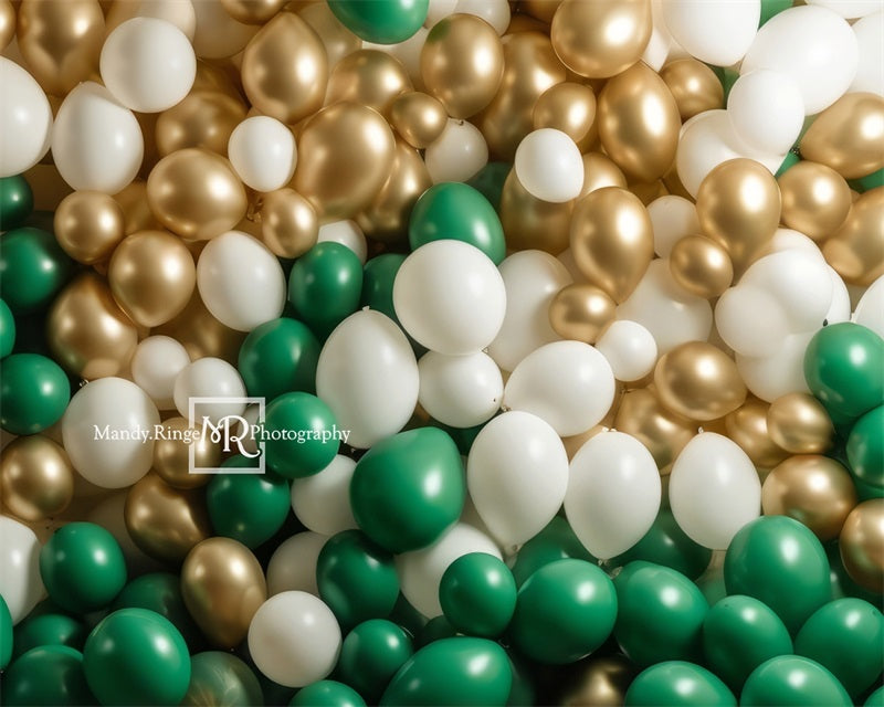 Kate Grünes Gold weißer Ballon Wandhintergrund von Mandy Ringe Fotograf - Kate Backdrop.de