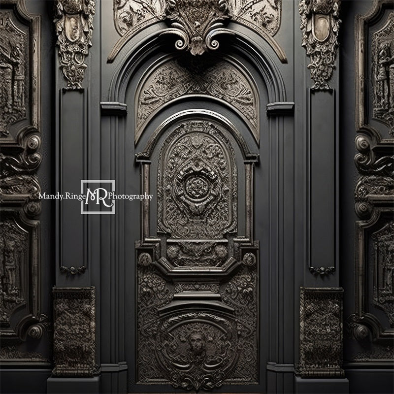 Kate Verzierte schwarze Wand mit Tür-Hintergrund von Mandy Ringe Fotograf - Kate Backdrop.de