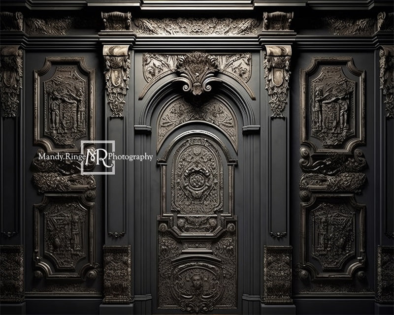 Kate Verzierte schwarze Wand mit Tür-Hintergrund von Mandy Ringe Fotograf - Kate Backdrop.de