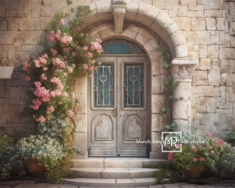 Kate Verzierte Schloss-Tür mit Frühlingsblumen-Hintergrund von Mandy Ringe Fotograf - Kate Backdrop.de