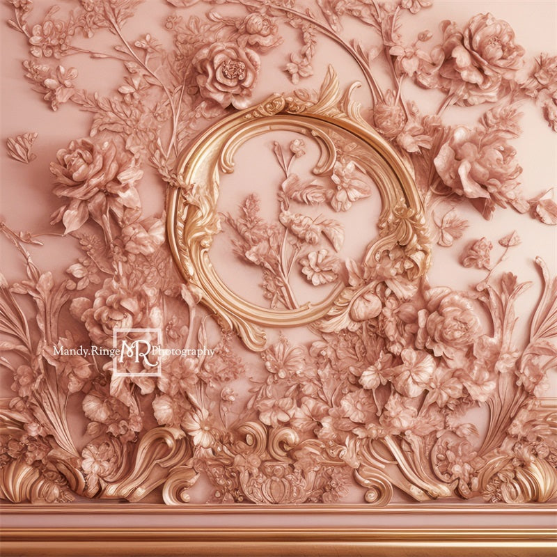 Kate Verzierte Rosa und Gold Floral Prinzessin Wandhintergrund von Mandy Ringe Fotograf - Kate Backdrop.de