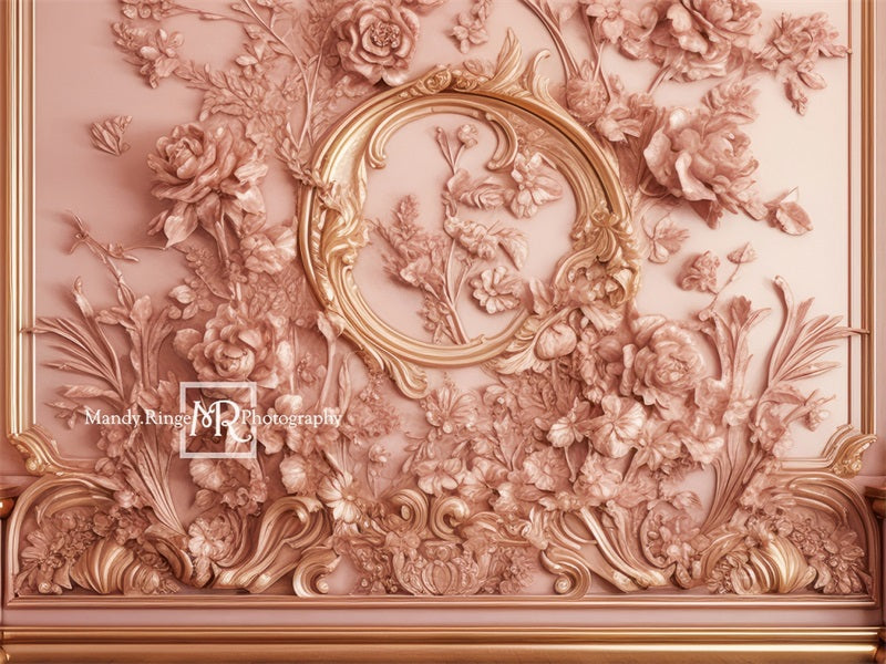 Kate Verzierte Rosa und Gold Floral Prinzessin Wandhintergrund von Mandy Ringe Fotograf - Kate Backdrop.de