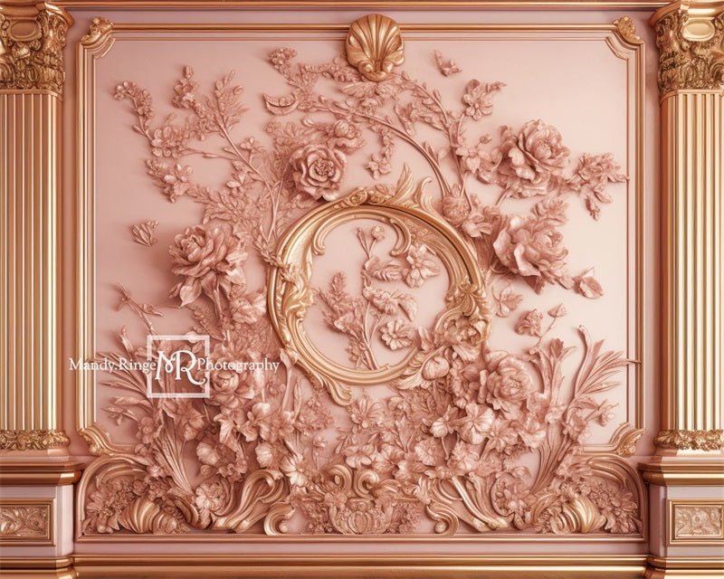 Kate Verzierte Rosa und Gold Floral Prinzessin Wandhintergrund von Mandy Ringe Fotograf - Kate Backdrop.de