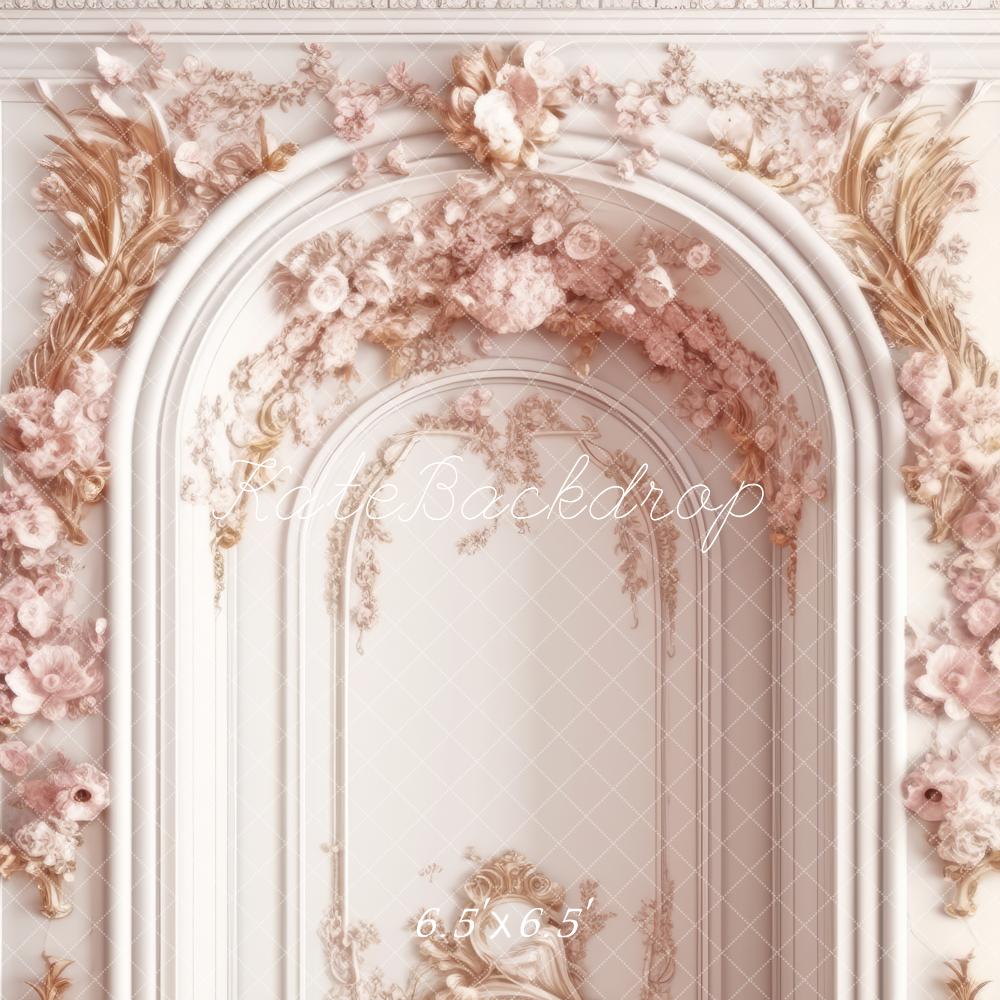 Kate Verschnörkelte rosa und weiße Prinzessinnenwand Hintergrund von Mandy Ringe Fotografie - Kate Backdrop.de