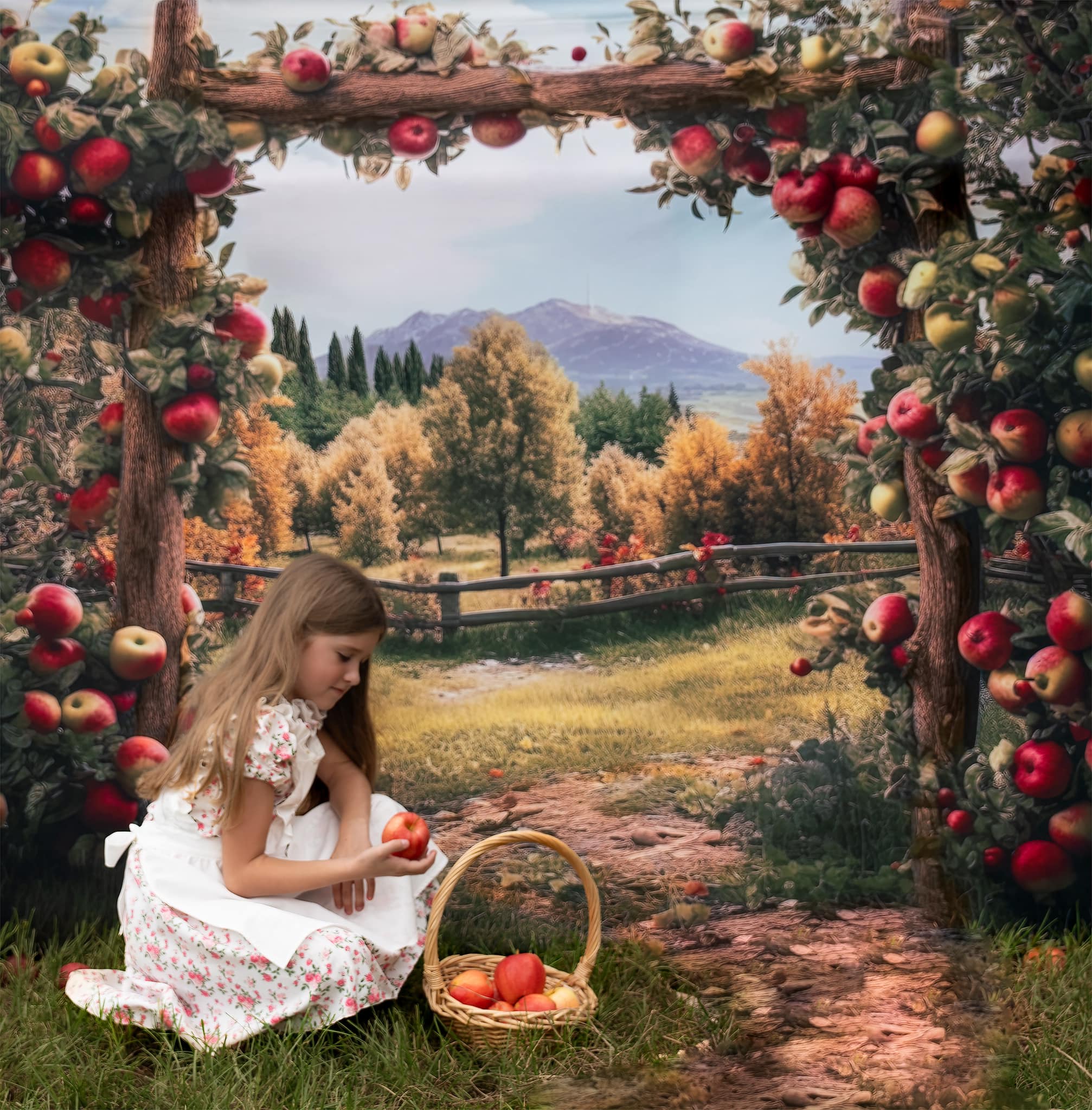 Kate Apple Arch Manor Hintergrund von Angela Marie Photography - Kate Backdrop.de