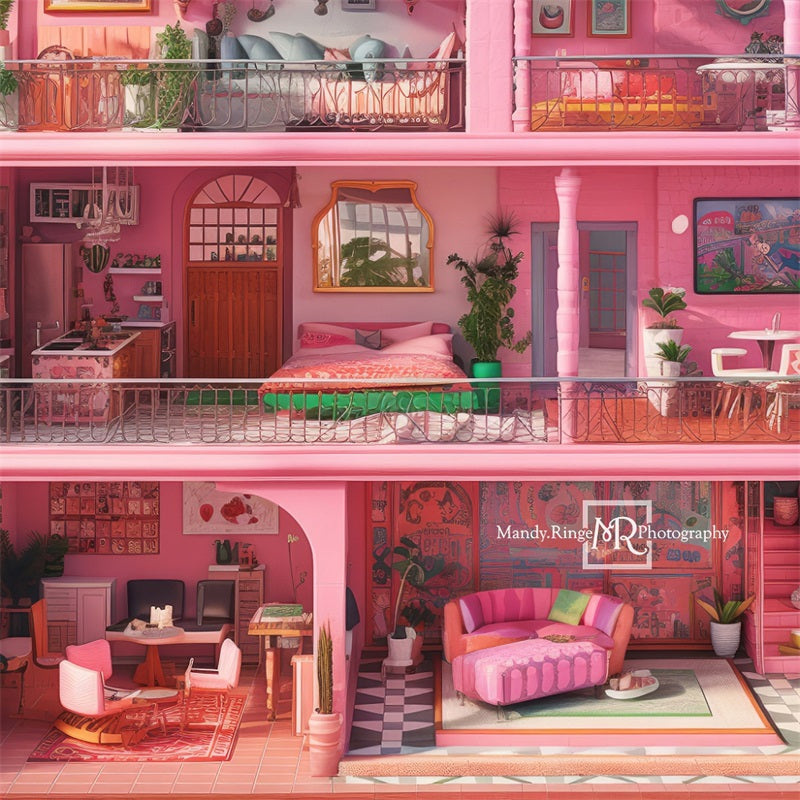 Kate Rosa Malibu Fantasy Puppenhaus Hintergrund von Mandy Ringe Fotograf - Kate Backdrop.de