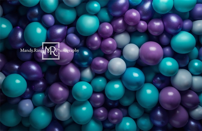 Kate Lila Teal Blau Balloon Wandhintergrund von Mandy Ringe Fotograf - Kate Backdrop.de