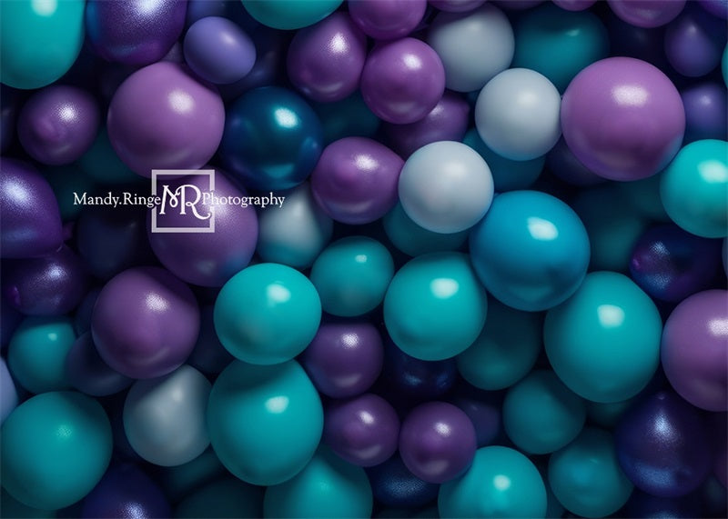 Kate Lila Teal Blau Balloon Wandhintergrund von Mandy Ringe Fotograf - Kate Backdrop.de