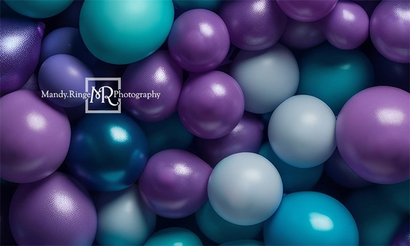 Kate Lila Teal Blau Balloon Wandhintergrund von Mandy Ringe Fotograf - Kate Backdrop.de