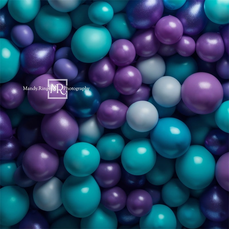 Kate Lila Teal Blau Balloon Wandhintergrund von Mandy Ringe Fotograf - Kate Backdrop.de