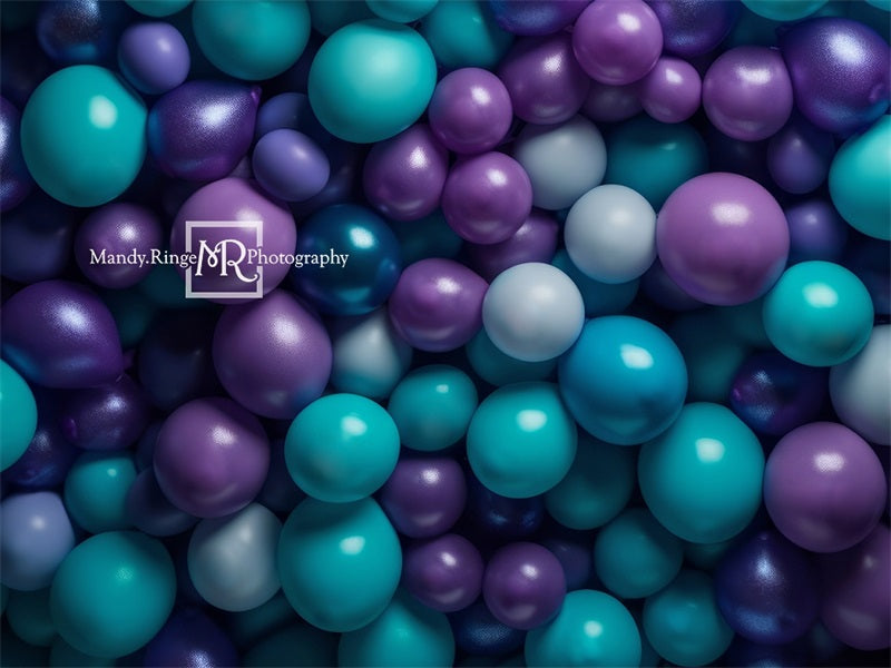 Kate Lila Teal Blau Balloon Wandhintergrund von Mandy Ringe Fotograf - Kate Backdrop.de