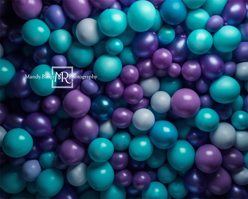 Kate Lila Teal Blau Balloon Wandhintergrund von Mandy Ringe Fotograf - Kate Backdrop.de