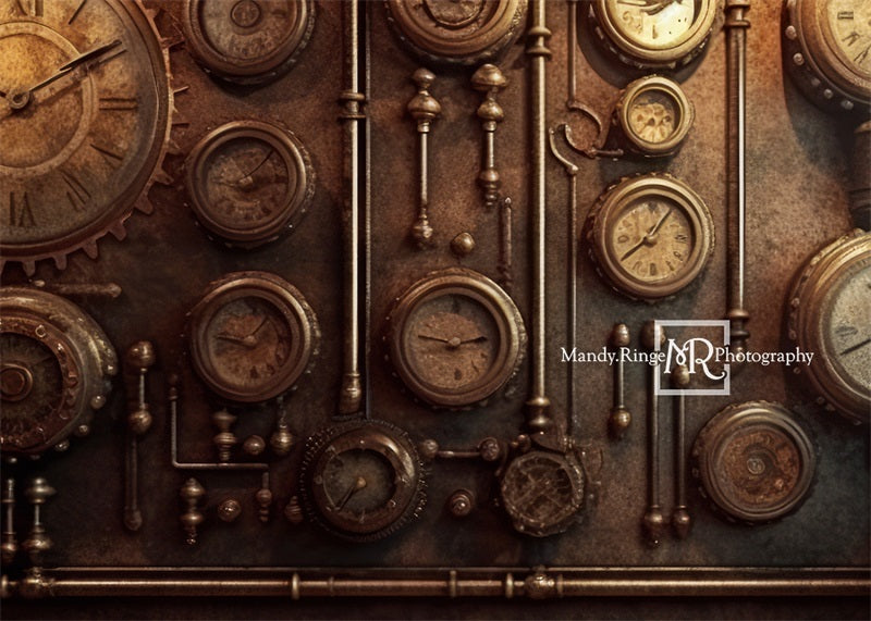 Kate Steampunk Uhren und Pfeifen Hintergrund von Mandy Ringe Fotograf - Kate Backdrop.de