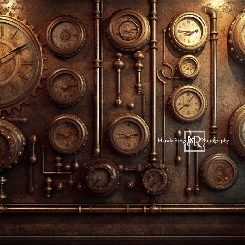 Kate Steampunk Uhren und Pfeifen Hintergrund von Mandy Ringe Fotograf - Kate Backdrop.de