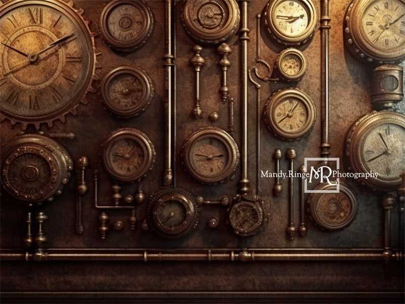Kate Steampunk Uhren und Pfeifen Hintergrund von Mandy Ringe Fotograf - Kate Backdrop.de