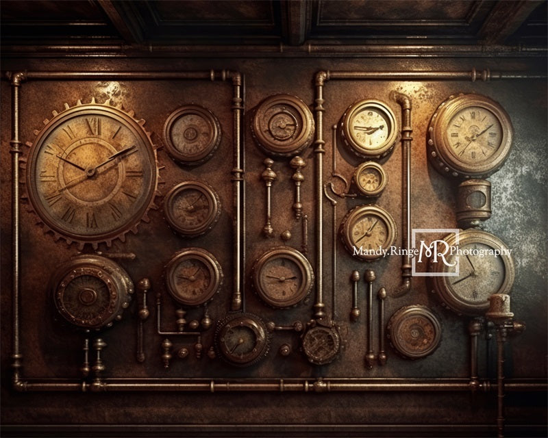 Kate Steampunk Uhren und Pfeifen Hintergrund von Mandy Ringe Fotograf - Kate Backdrop.de
