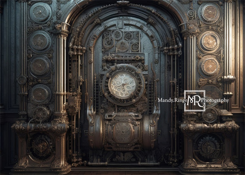 Kate Steampunk Gewölbe Tür mit Gears Hintergrund von Mandy Ringe Fotograf - Kate Backdrop.de