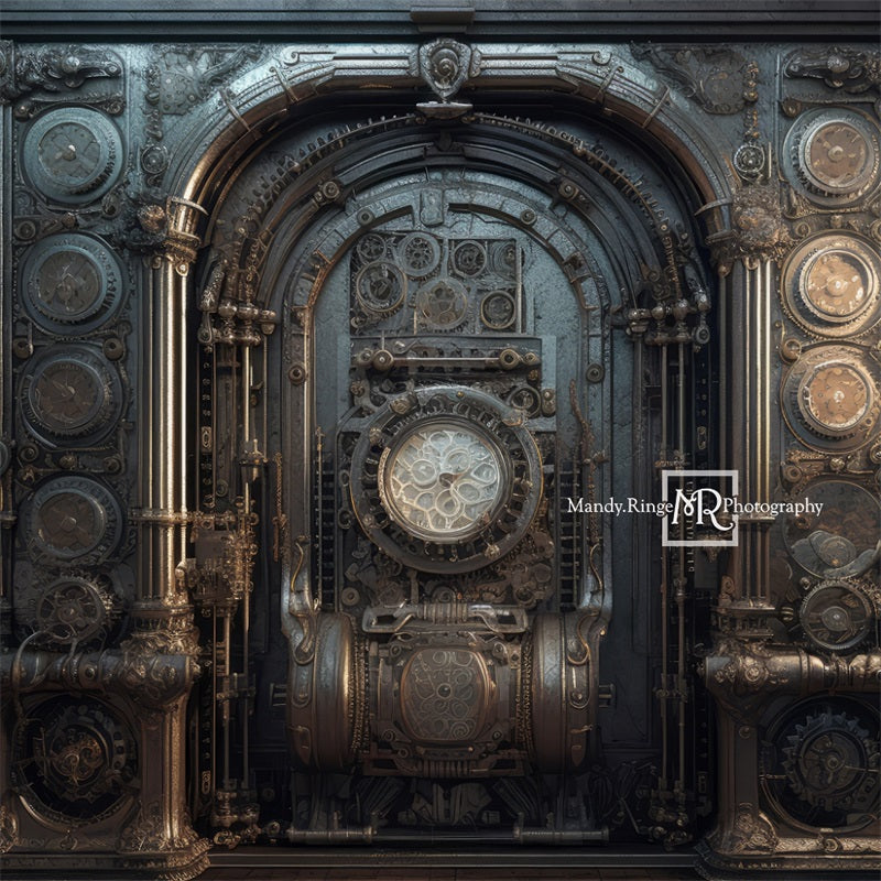 Kate Steampunk Gewölbe Tür mit Gears Hintergrund von Mandy Ringe Fotograf - Kate Backdrop.de