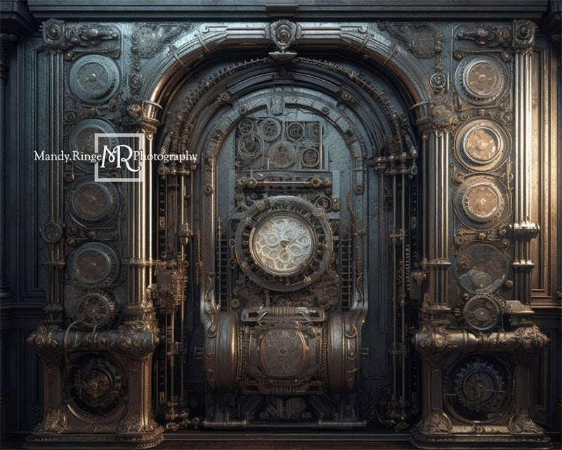 Kate Steampunk Gewölbe Tür mit Gears Hintergrund von Mandy Ringe Fotograf - Kate Backdrop.de