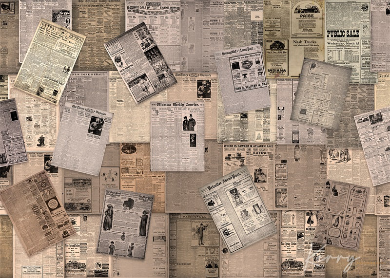 Kate Retro Old Vintage Newspaper Wand Hintergrund für Fotografie von Kerry Anderson - Kate Backdrop.de