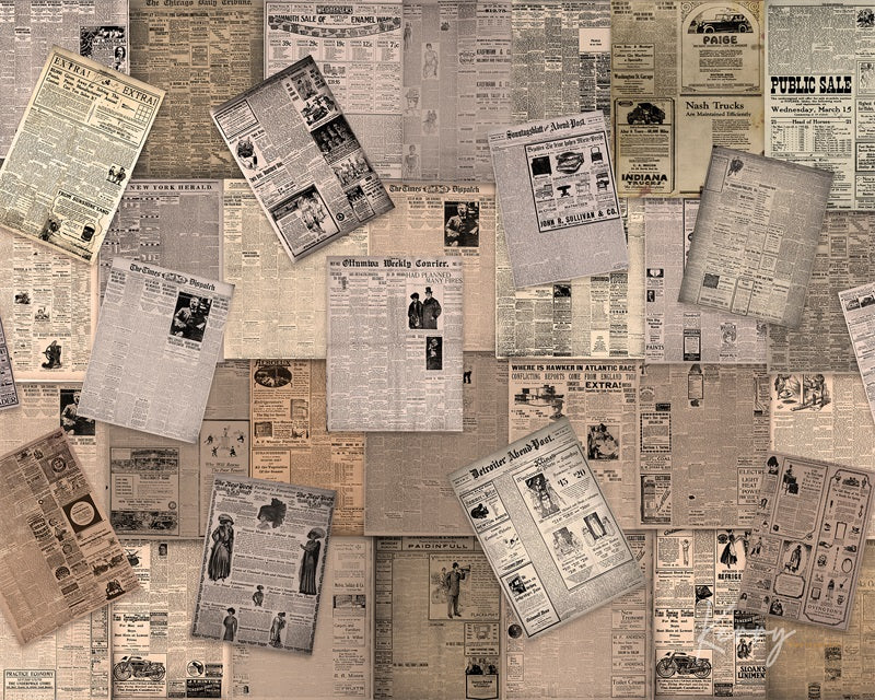 Kate Retro Old Vintage Newspaper Wand Hintergrund für Fotografie von Kerry Anderson - Kate Backdrop.de