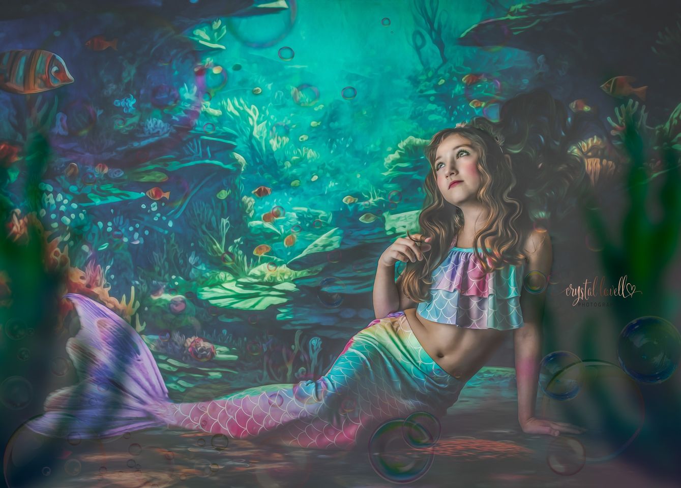 Kate Sommer Unterwasser Ozean Riff Hintergrund+Mermaid Ocean Reef Gummi Bodenmatte - Kate Backdrop.de