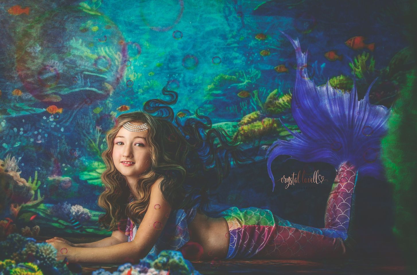 Kate Sommer Unterwasser Ozean Riff Hintergrund+Mermaid Ocean Reef Gummi Bodenmatte - Kate Backdrop.de