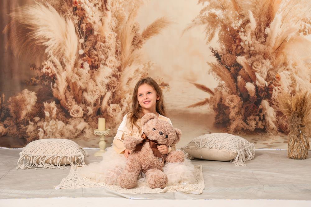 Kate Warm Neutral Boho Getrocknete Blumen Bogen Hintergrund von Mandy Ringe Fotograf - Kate Backdrop.de