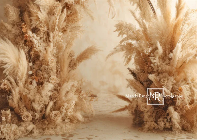 Kate Warm Neutral Boho Getrocknete Blumen Bogen Hintergrund von Mandy Ringe Fotograf - Kate Backdrop.de