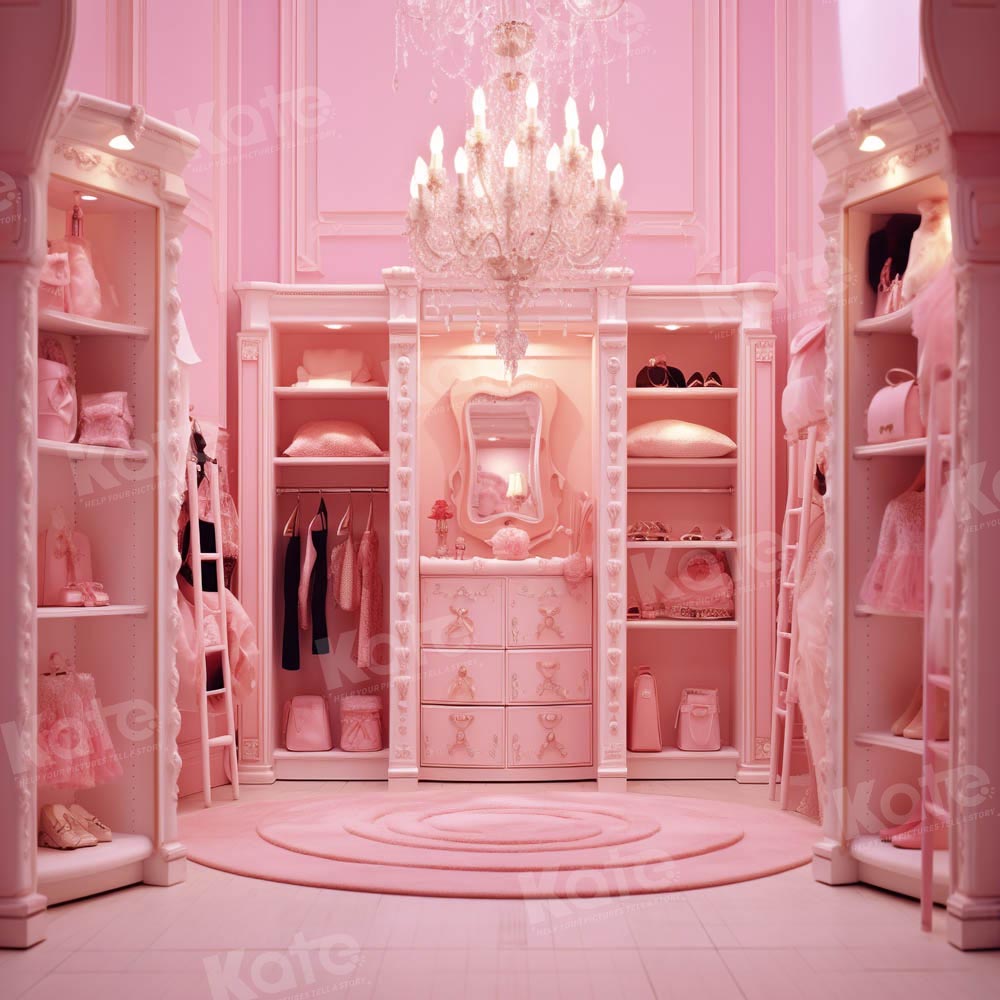 Kate Prinzessin Barbie Rosa Zimmer Kleiderschrank Hintergrund von Chain Photography - Kate Backdrop.de