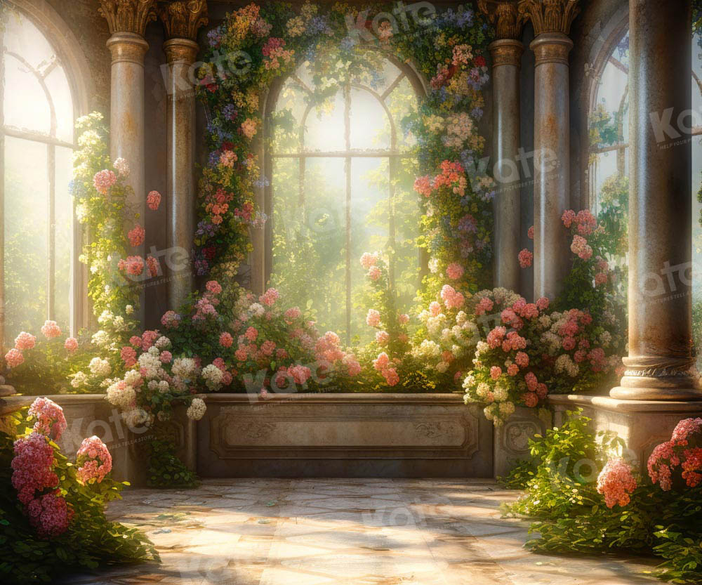 Kate Sommer Hochzeit Fenster Flower House Sonnenschein Hintergrund von Chain Photography - Kate Backdrop.de