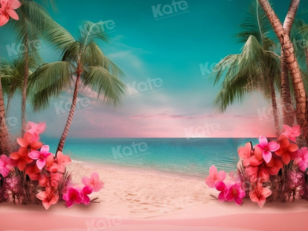 Kate Summer Sea Pink Sand Beach Hintergrund von Chain Photography - Kate Backdrop.de