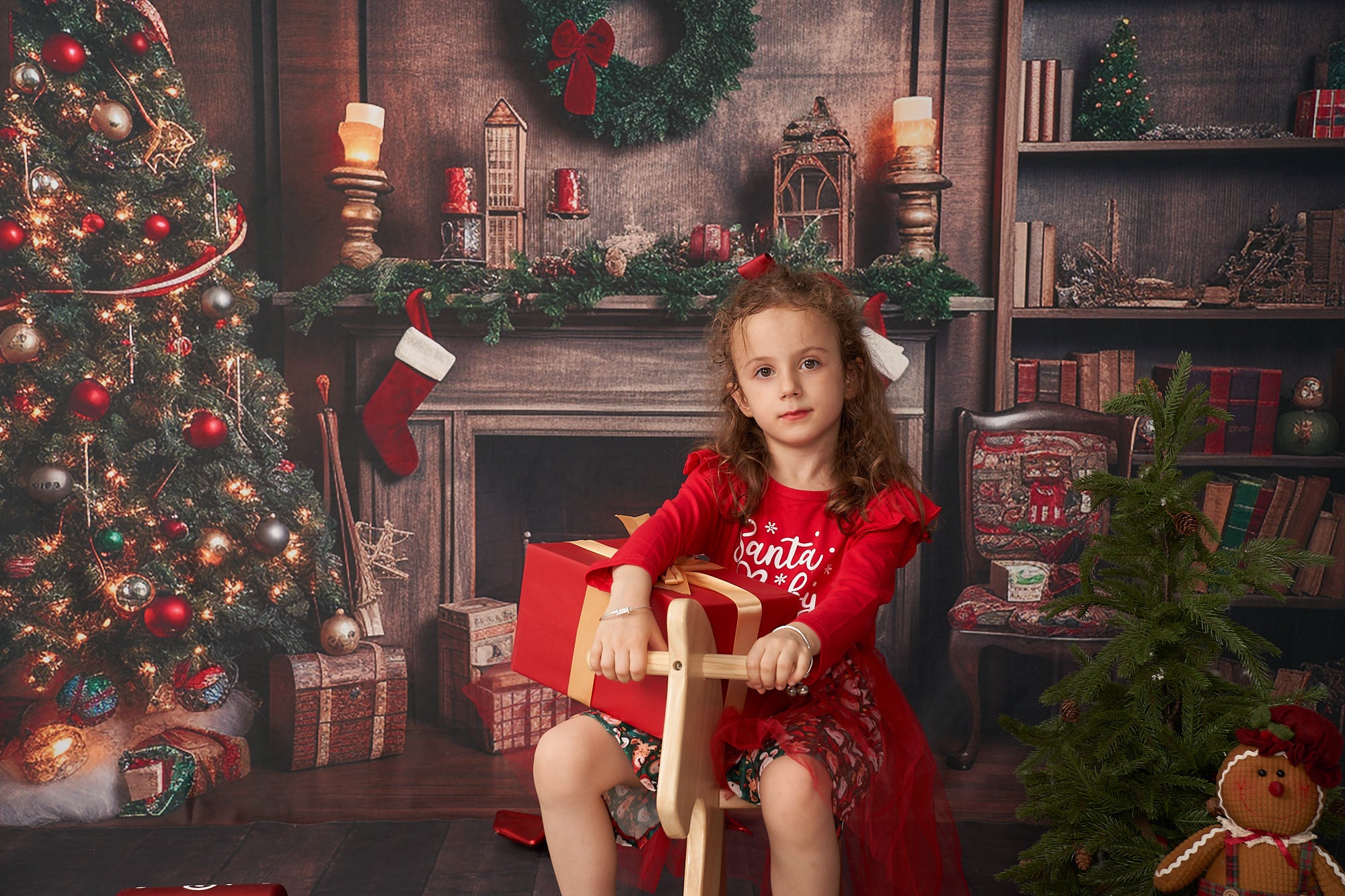 Kate Retro Weihnachten Kamin Santa Warm House Buch Hintergrund für Fotografie